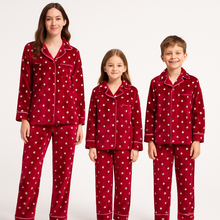 Load image into Gallery viewer, Burgundy Polka winter Velvet (Adult &amp; Kid matching suits)

