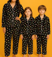 Load image into Gallery viewer, Black Polka PJ (Adults &amp; Kids Matching suits)
