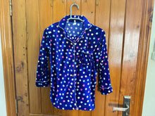 Load image into Gallery viewer, Blue polka winter velvet (adult &amp; 1-2 Year matching suit)
