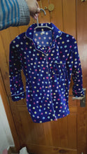 Load and play video in Gallery viewer, Blue polka winter velvet (adult &amp; 1-2 Year matching suit)
