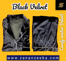 Load image into Gallery viewer, Black velvet PJ (Adult &amp; Kids Matching suits)

